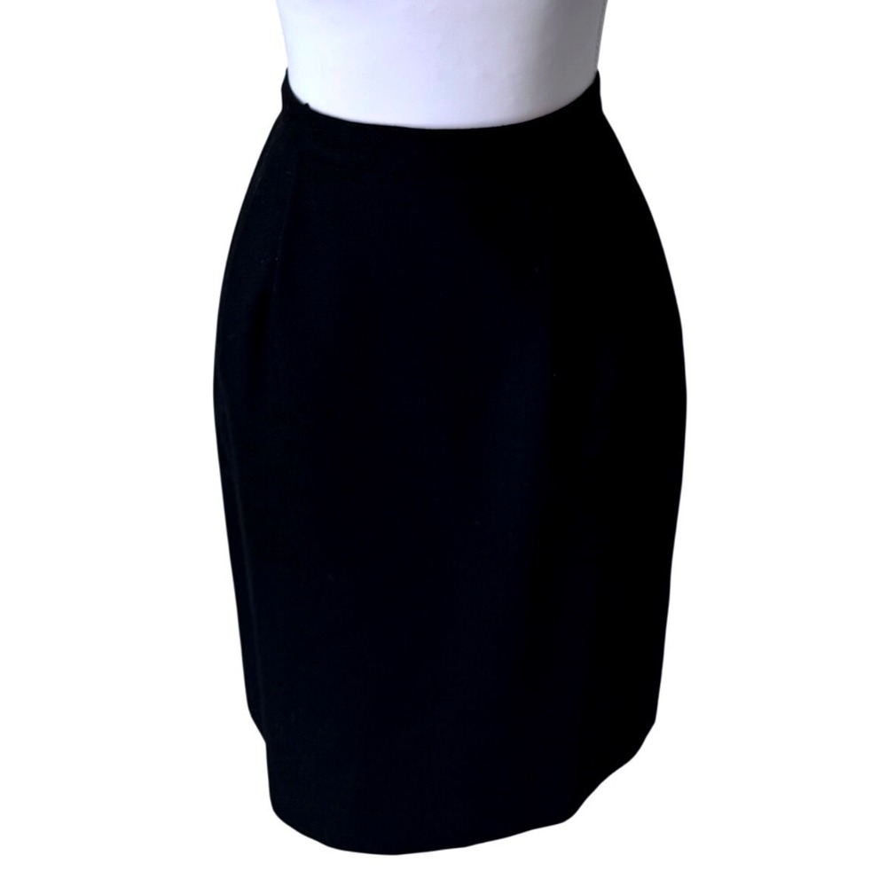 Vintage Wool Pencil Skirt Black High Waist Classic Professional Size 4